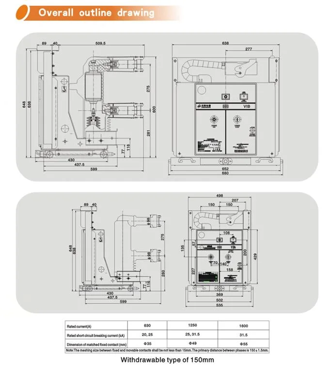 Hot Selling VIB1-12kv Indoor High Voltage Vacuum Circuit Breaker with Embedded Poles